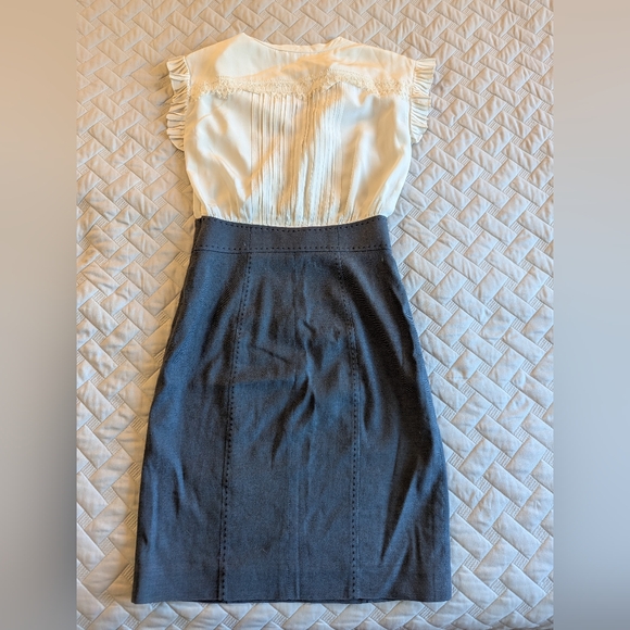 Rebecca Taylor Ivory Lace Victorian Secretary Sheath Career Dress sz 2 - Picture 8 of 16